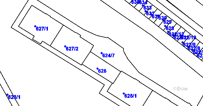 Parcela st. 624/7 v KÚ Pisárky, Katastrální mapa