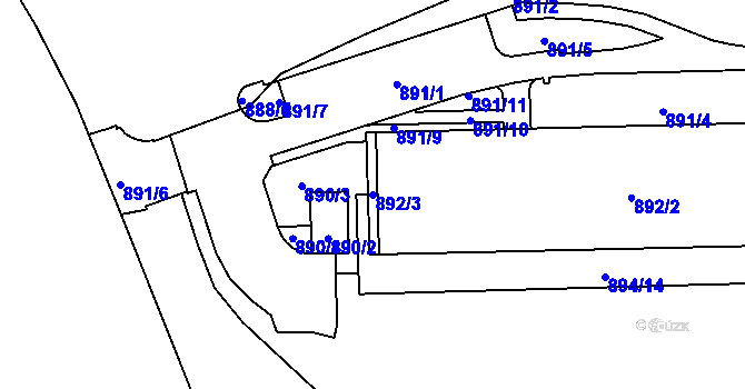 Parcela st. 892/3 v KÚ Pisárky, Katastrální mapa