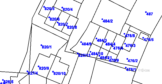Parcela st. 484/9 v KÚ Pisárky, Katastrální mapa
