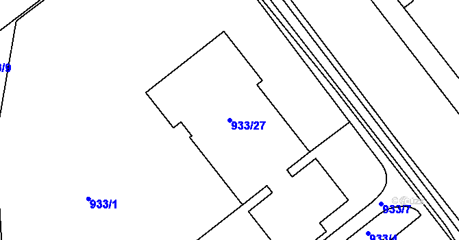 Parcela st. 933/27 v KÚ Pisárky, Katastrální mapa