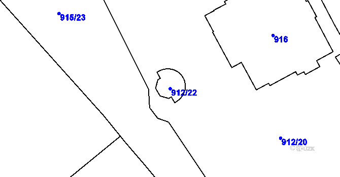 Parcela st. 912/22 v KÚ Pisárky, Katastrální mapa