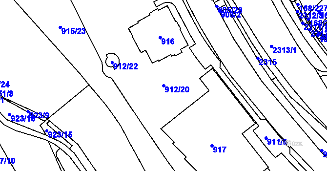 Parcela st. 912/20 v KÚ Pisárky, Katastrální mapa