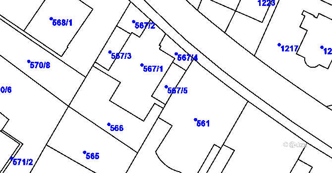 Parcela st. 567/5 v KÚ Pisárky, Katastrální mapa