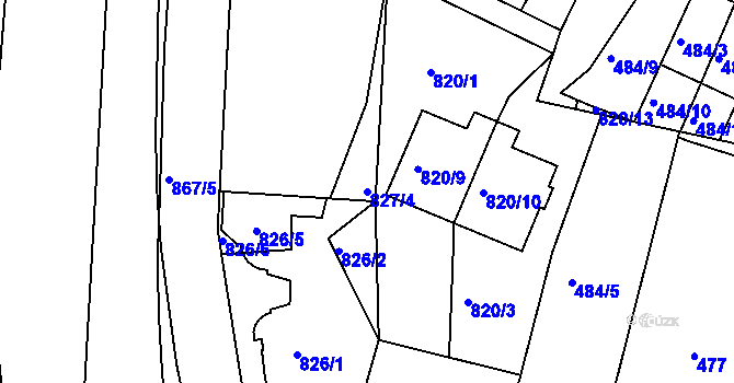 Parcela st. 827/4 v KÚ Pisárky, Katastrální mapa