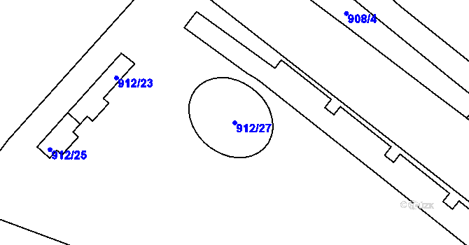 Parcela st. 912/27 v KÚ Pisárky, Katastrální mapa
