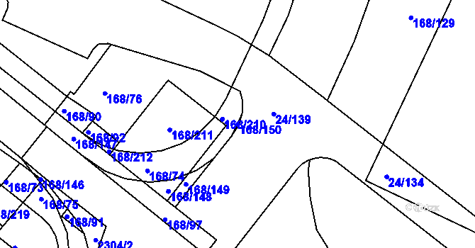 Parcela st. 168/150 v KÚ Pisárky, Katastrální mapa