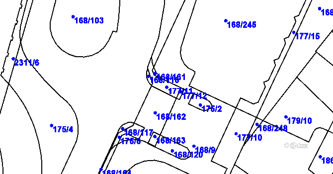 Parcela st. 177/11 v KÚ Pisárky, Katastrální mapa