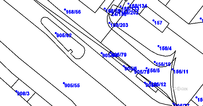 Parcela st. 905/64 v KÚ Pisárky, Katastrální mapa