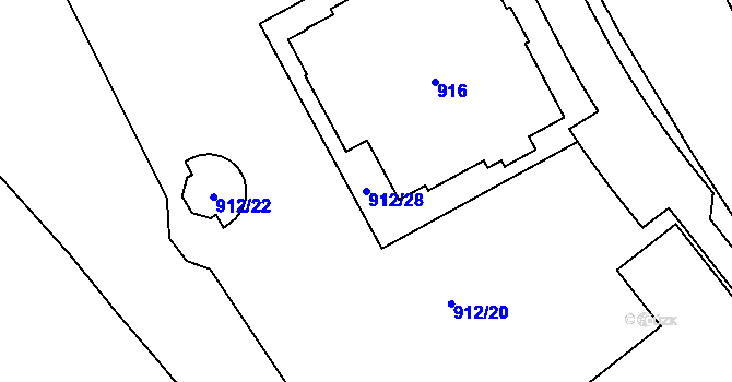 Parcela st. 912/28 v KÚ Pisárky, Katastrální mapa