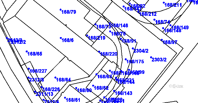 Parcela st. 168/220 v KÚ Pisárky, Katastrální mapa