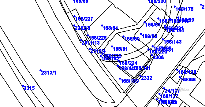 Parcela st. 168/225 v KÚ Pisárky, Katastrální mapa