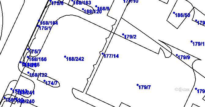 Parcela st. 177/14 v KÚ Pisárky, Katastrální mapa