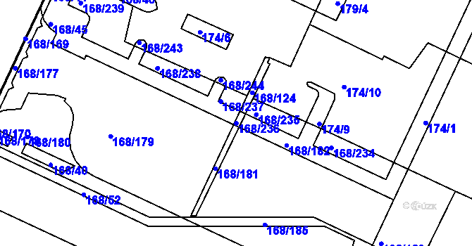 Parcela st. 168/236 v KÚ Pisárky, Katastrální mapa