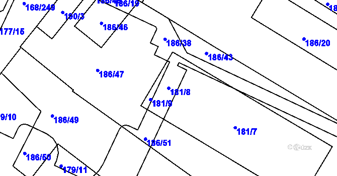 Parcela st. 181/8 v KÚ Pisárky, Katastrální mapa