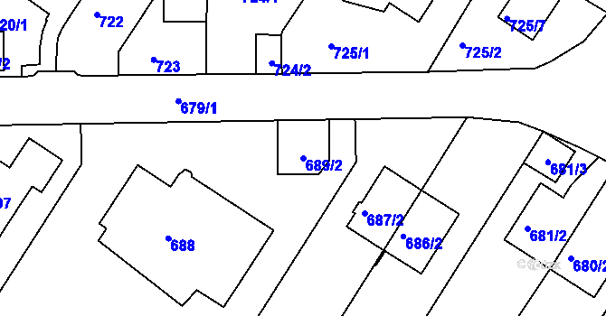 Parcela st. 689/2 v KÚ Pisárky, Katastrální mapa