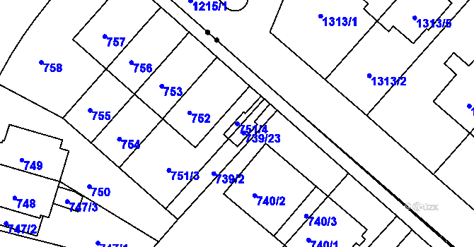 Parcela st. 751/4 v KÚ Pisárky, Katastrální mapa