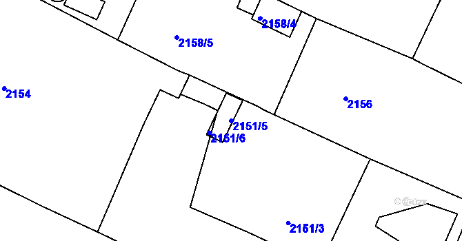 Parcela st. 2151/5 v KÚ Pisárky, Katastrální mapa