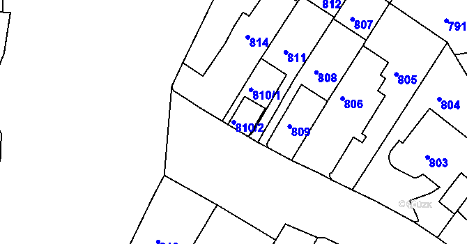 Parcela st. 810/2 v KÚ Pisárky, Katastrální mapa