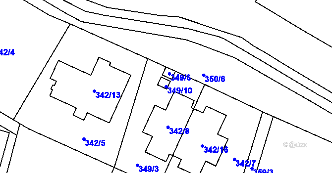 Parcela st. 349/10 v KÚ Pisárky, Katastrální mapa