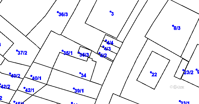 Parcela st. 4/2 v KÚ Nový Lískovec, Katastrální mapa