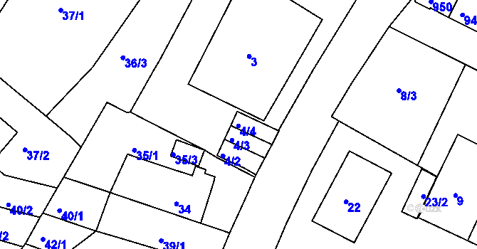 Parcela st. 4/4 v KÚ Nový Lískovec, Katastrální mapa