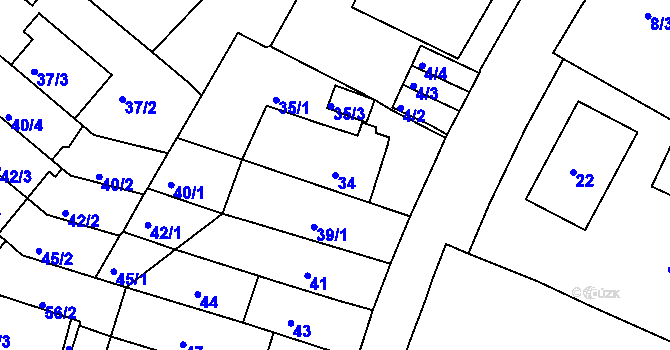 Parcela st. 34 v KÚ Nový Lískovec, Katastrální mapa