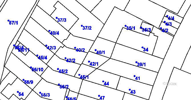 Parcela st. 40/1 v KÚ Nový Lískovec, Katastrální mapa