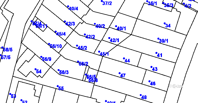 Parcela st. 45/1 v KÚ Nový Lískovec, Katastrální mapa