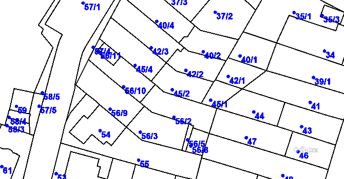 Parcela st. 45/2 v KÚ Nový Lískovec, Katastrální mapa