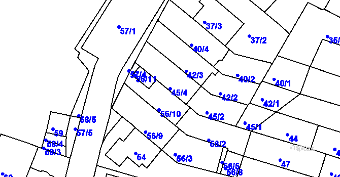Parcela st. 45/4 v KÚ Nový Lískovec, Katastrální mapa