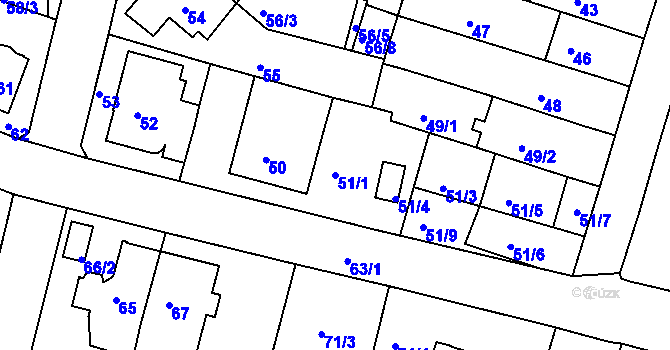 Parcela st. 51/1 v KÚ Nový Lískovec, Katastrální mapa