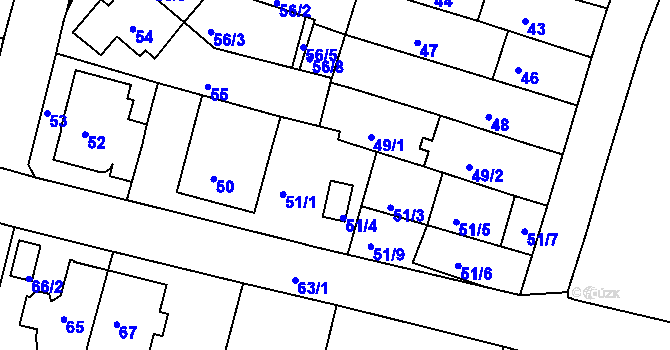 Parcela st. 51/2 v KÚ Nový Lískovec, Katastrální mapa