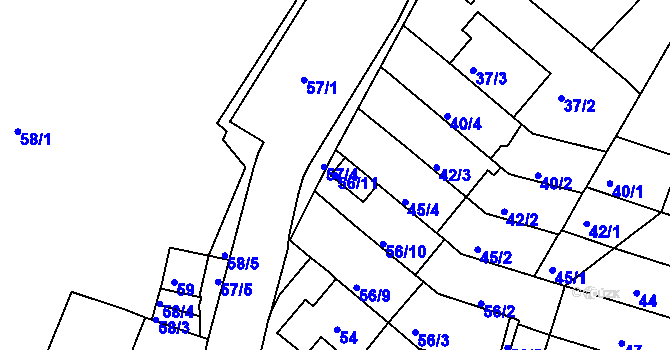 Parcela st. 56/11 v KÚ Nový Lískovec, Katastrální mapa