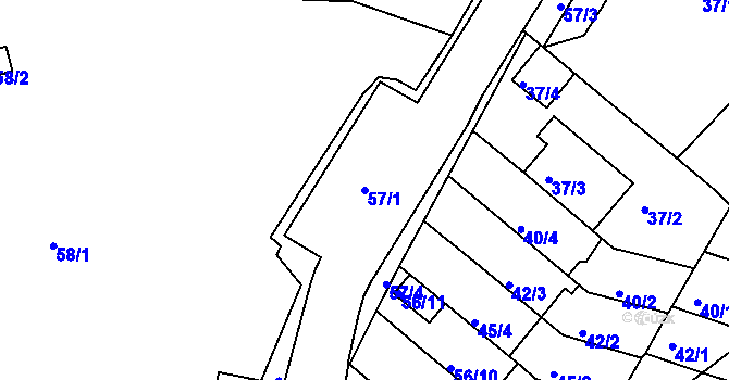 Parcela st. 57/1 v KÚ Nový Lískovec, Katastrální mapa