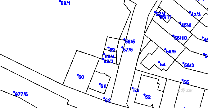 Parcela st. 58/4 v KÚ Nový Lískovec, Katastrální mapa