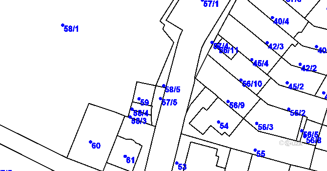 Parcela st. 58/5 v KÚ Nový Lískovec, Katastrální mapa