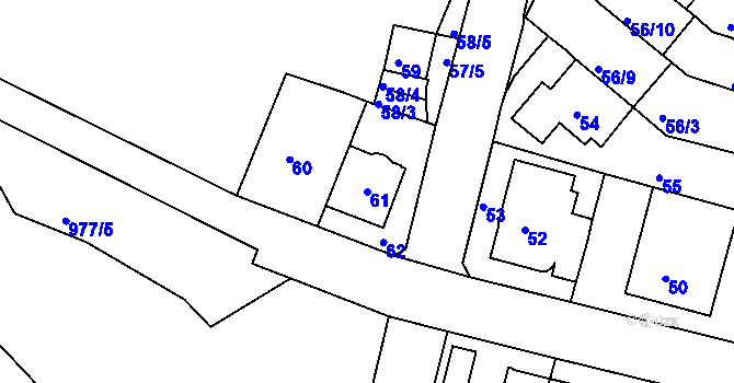 Parcela st. 61 v KÚ Nový Lískovec, Katastrální mapa