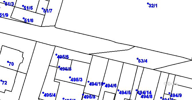 Parcela st. 63/3 v KÚ Nový Lískovec, Katastrální mapa