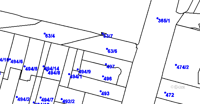 Parcela st. 63/5 v KÚ Nový Lískovec, Katastrální mapa