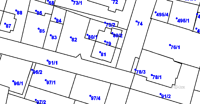 Parcela st. 81 v KÚ Nový Lískovec, Katastrální mapa