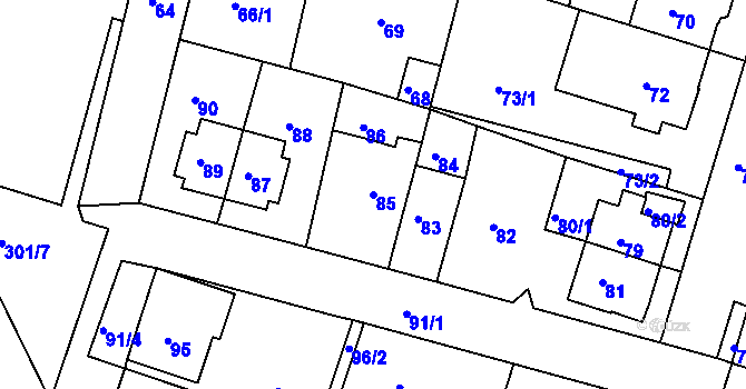 Parcela st. 85 v KÚ Nový Lískovec, Katastrální mapa