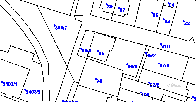 Parcela st. 95 v KÚ Nový Lískovec, Katastrální mapa