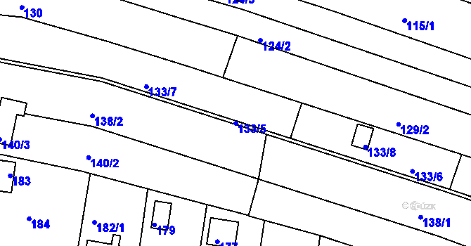 Parcela st. 133/5 v KÚ Nový Lískovec, Katastrální mapa