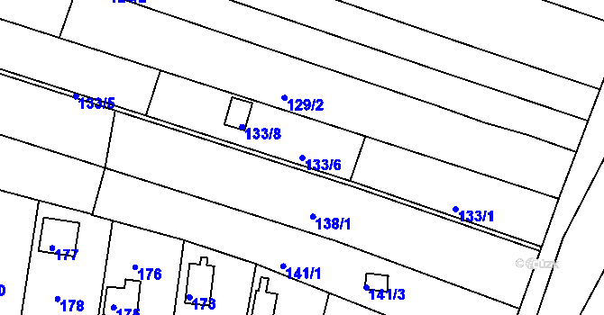 Parcela st. 133/6 v KÚ Nový Lískovec, Katastrální mapa