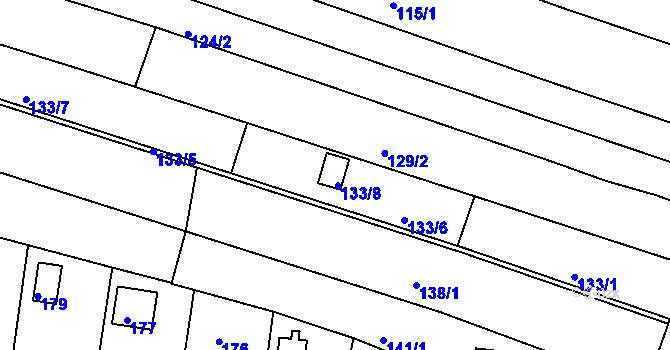 Parcela st. 133/8 v KÚ Nový Lískovec, Katastrální mapa