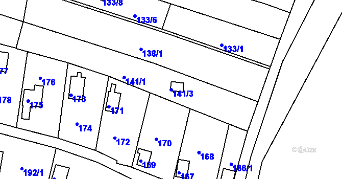 Parcela st. 141/3 v KÚ Nový Lískovec, Katastrální mapa