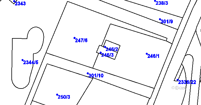 Parcela st. 246/3 v KÚ Nový Lískovec, Katastrální mapa