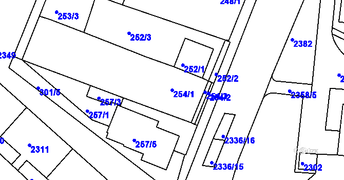 Parcela st. 254/1 v KÚ Nový Lískovec, Katastrální mapa