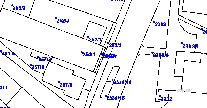 Parcela st. 254/2 v KÚ Nový Lískovec, Katastrální mapa