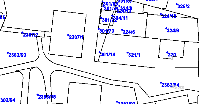 Parcela st. 301/14 v KÚ Nový Lískovec, Katastrální mapa